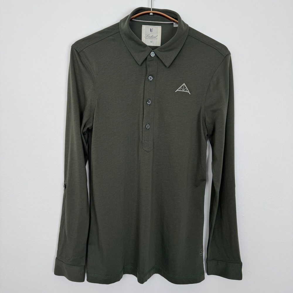 Linksoul John Ashworth Co Womens Long Sleeve Polo Shirt Olive Green Size Medium